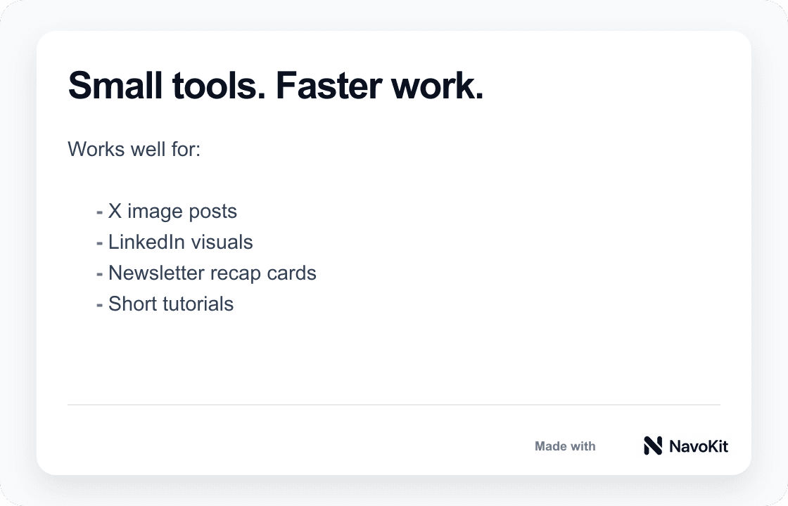 Actual NavoKit Markdown to Image PNG export for a social knowledge card