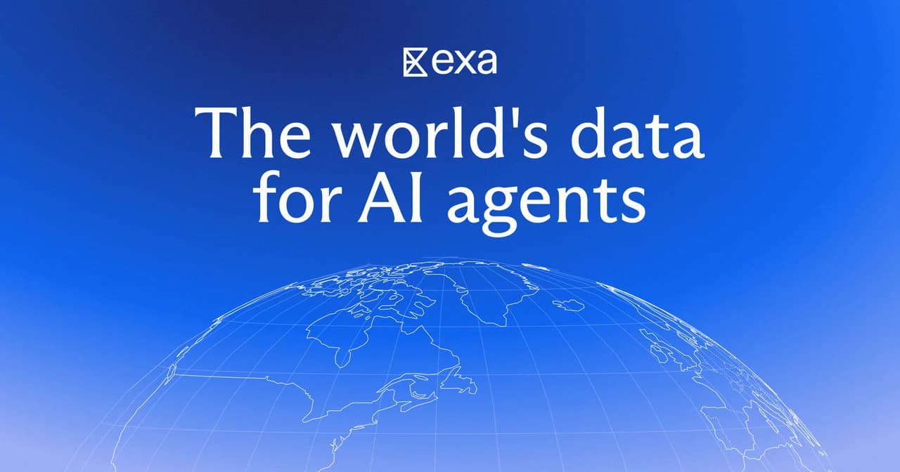 Exa's official blue promotional artwork for web data and AI agents.