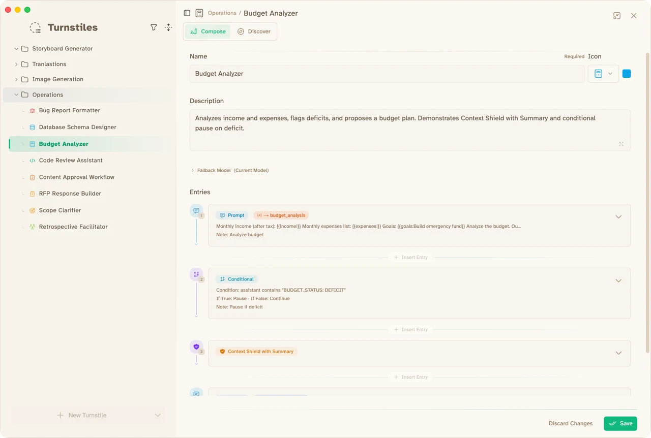 Msty Studio's official screenshot showing a conversation and workspace sidebar.